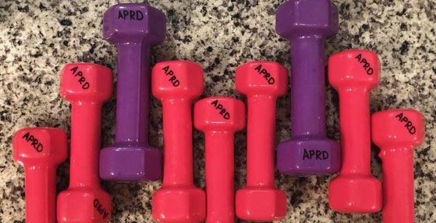 Different sized hand weights